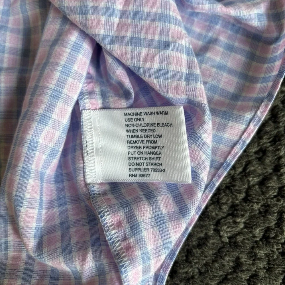 Stafford Shirt Mens 16 1/2- 34/35 Pink Travel Wrinkle Free Oxford Cotton Blend‎